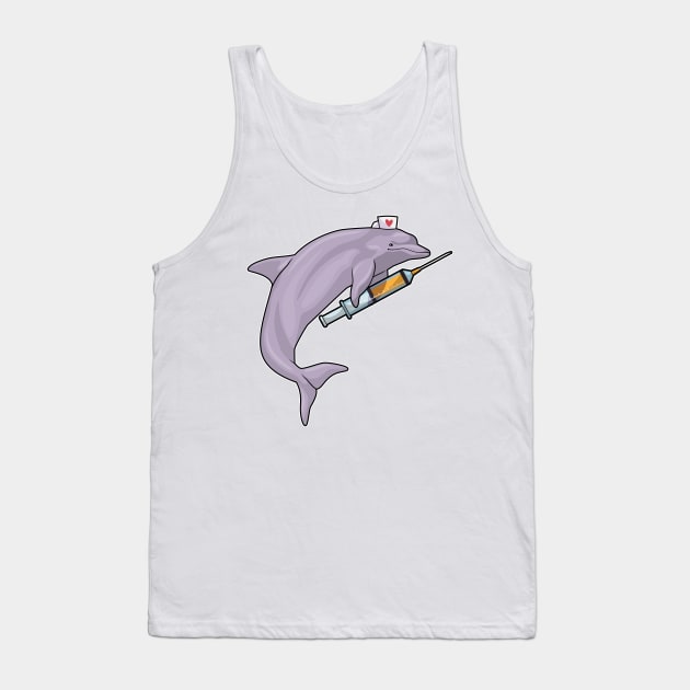 Dolphin as Nurse with Syringe Tank Top by Markus Schnabel